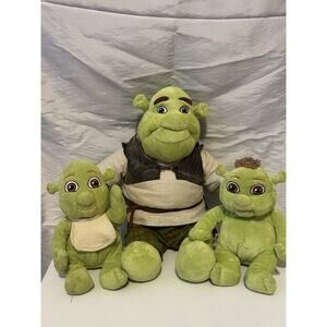 Shrek 17" Plush Stuffed Build A Bear Shrek The Third 2007 Outfit Two Babies